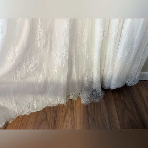 NWT Plus Size Wedding Dress White Lace Boho Cap Sleeve Size 18W Empire Waist - Picture 8 of 15